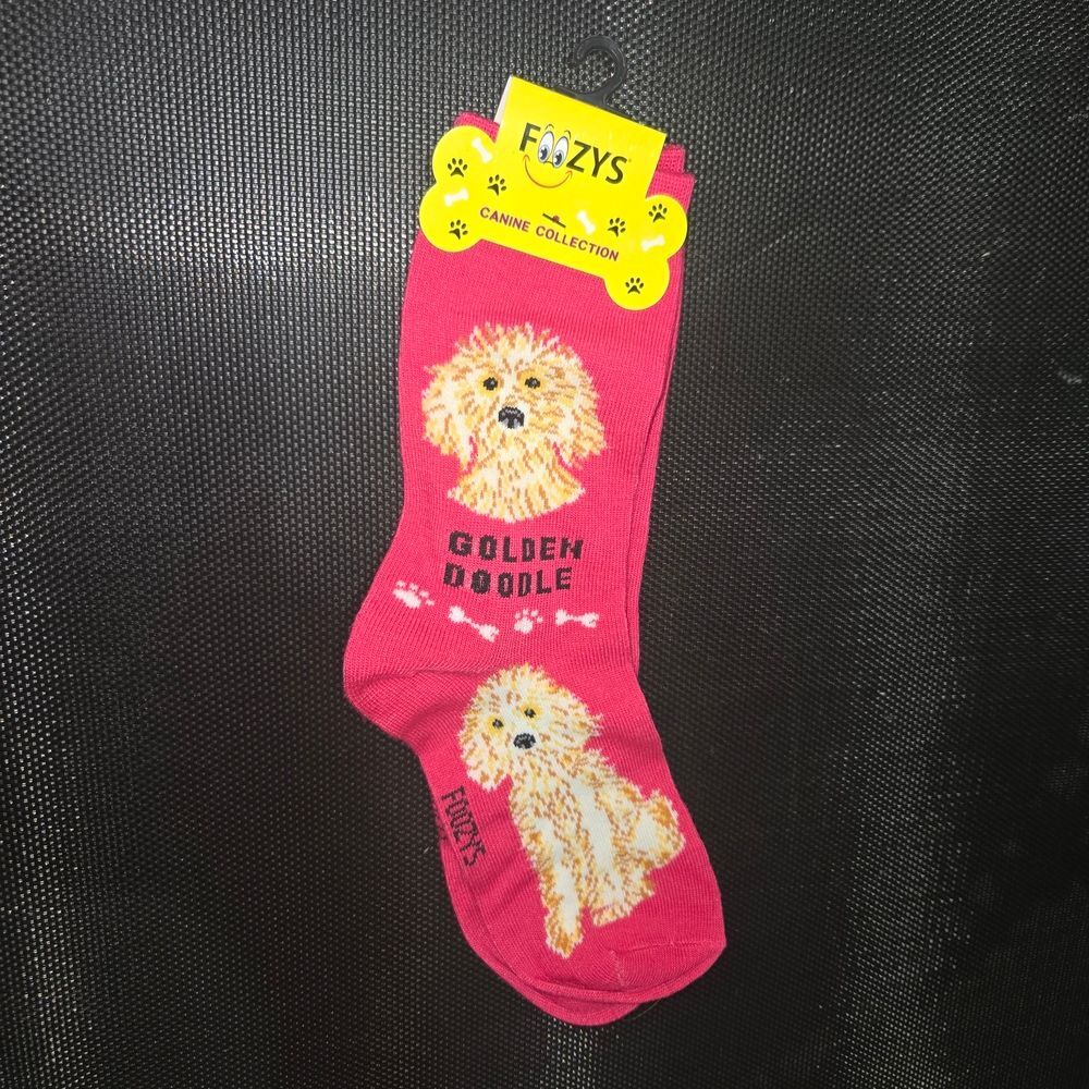 Pink Fluffy Dog Design Hosiery Socks